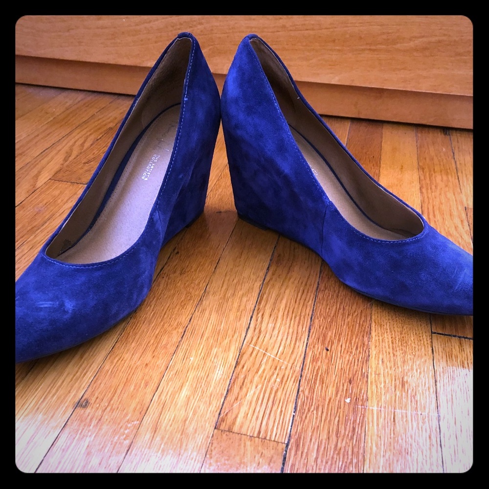 Franco Sarto Blue Suede Woodstock Wedge 8.0
